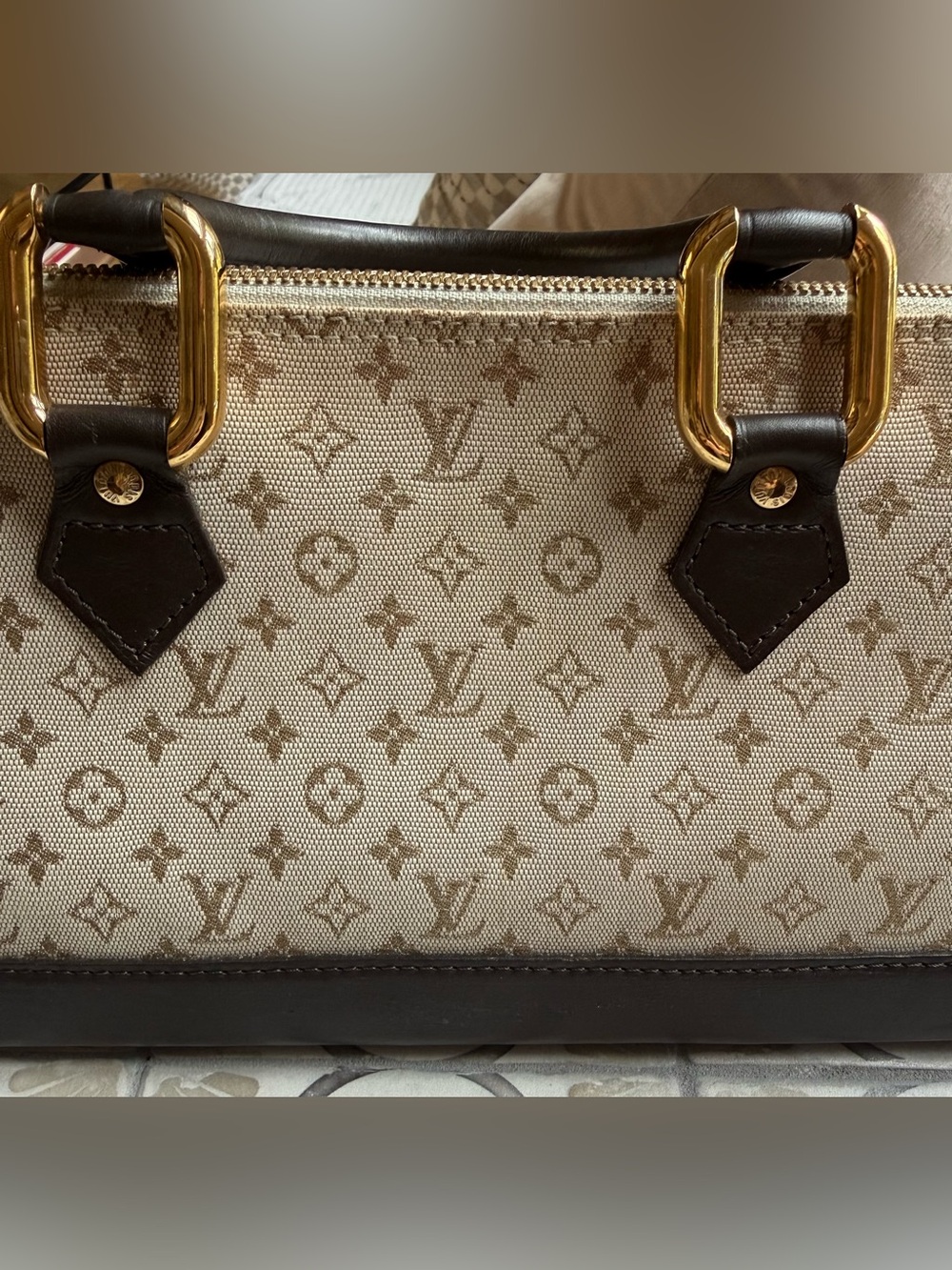 Louis Vuitton Beige Monogram Canvas and Brown Leather Satchel - Picture 10 of 16